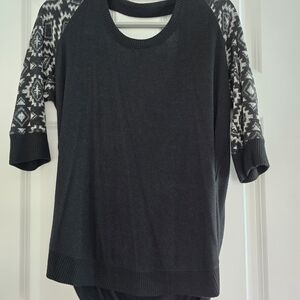 Black and White Patterned Sleeve Sweater